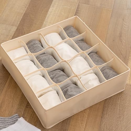 Caja divisora de cajones organizadora de ropa interior, 7, 16 y 24 compartimentos, almacenamiento plegable para calcetines, brasieres y corbatas,