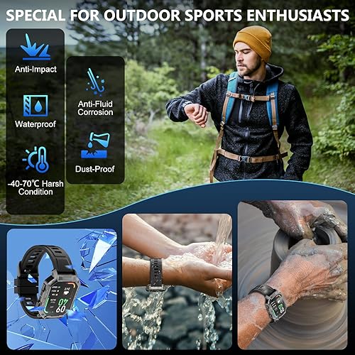 Miniatura 4 de Smart Watch - Military Watches for Men Bluetooth Calling IP67 Waterproof Outdoor Tactical Smartwatch for Android and iPhone 183HD Display Fitness