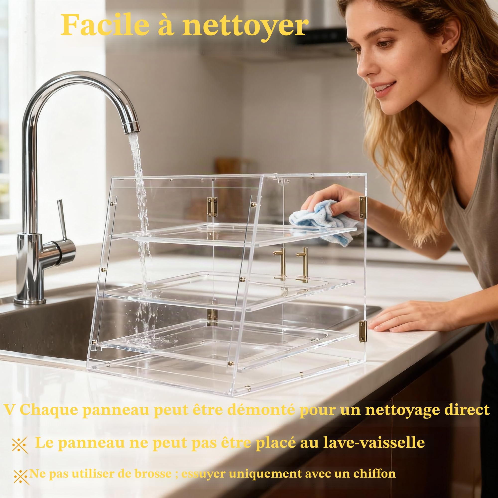 Vitrine commerciale de boulangerie avec portes magnétiques arrière, 53 x 43,5 x 42,6 cm, présentoir à pâtisserie, vitrine pour gâteaux, beignets