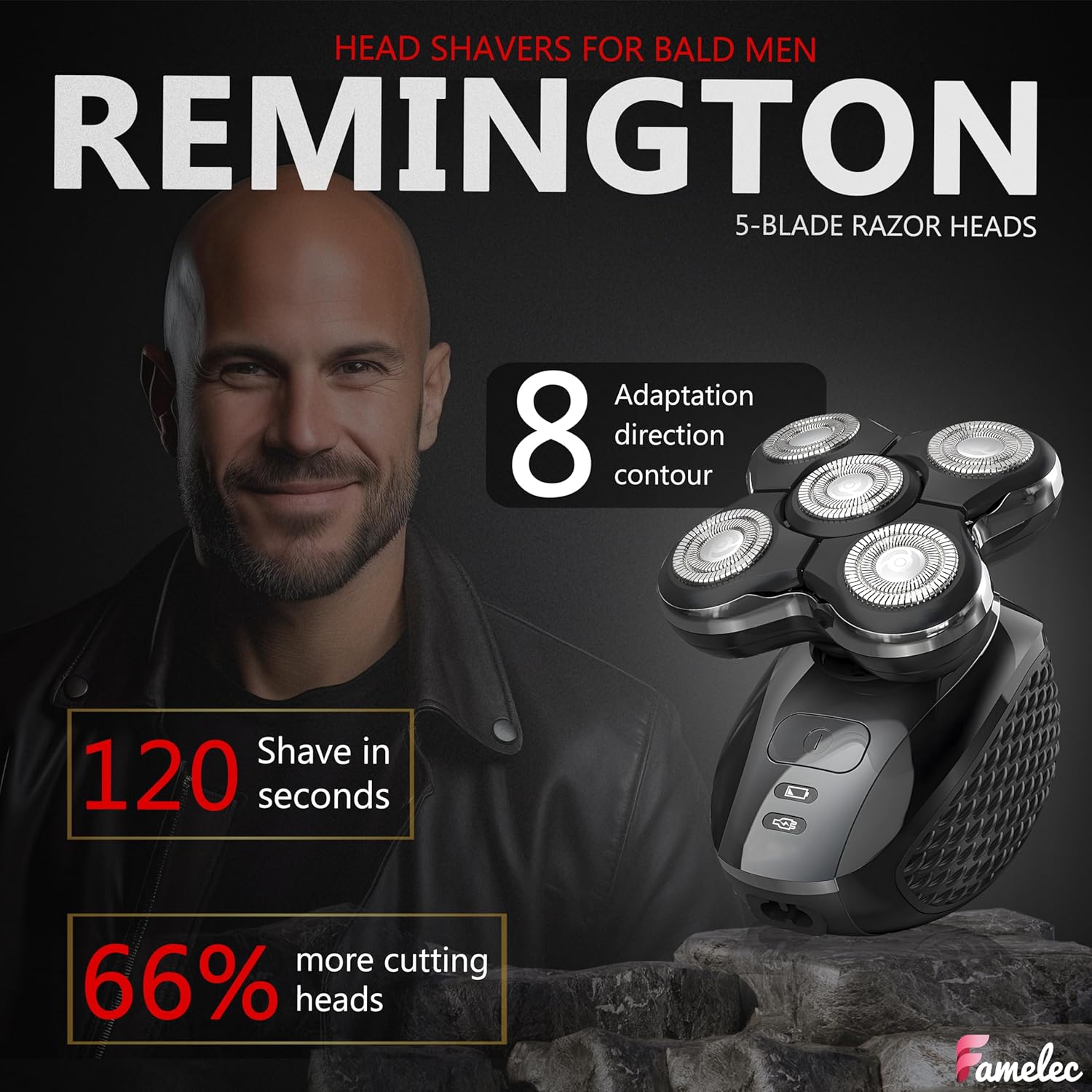 for Remington Balder Pro Head Shaver XR7000, Fit for Remington Balder Pro Replacement Head XR1500 XR1501, Replacement Head Shavers for Bald Men Compatible with Shaver for Men - Image 5