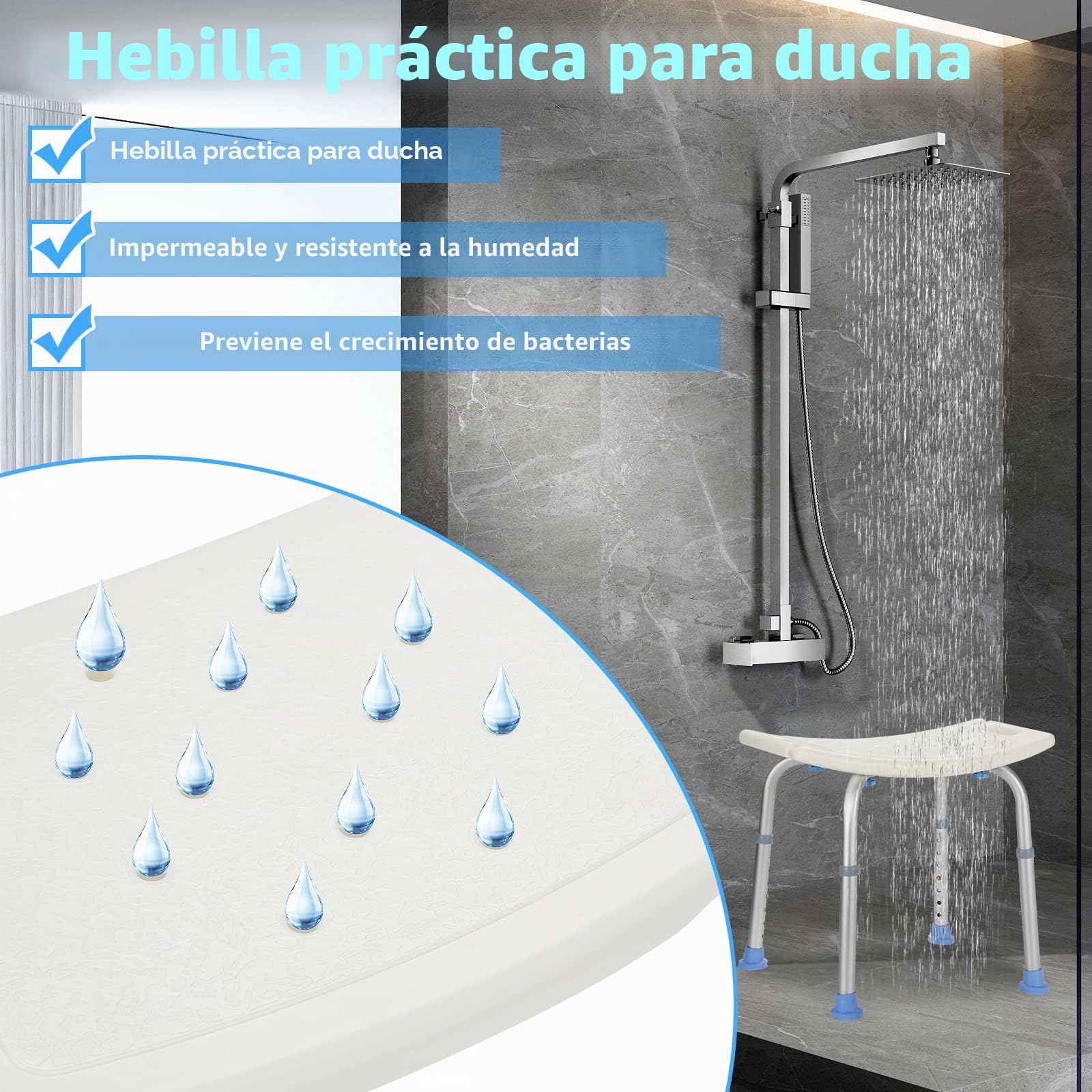 Taburete de Ducha,Antideslizante Stable Taburete de baño,Altura Ajustable Silla de Ducha Personas Mayores, para Baño para Embarazadas, Discapacitados,YUSKDSI