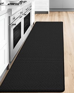 COLOR&GEOMETRY 44x150 cm Alfombrilla Cocina Lavable Antideslizante, Alfombra vinilica Cocina, antifatiga, Antideslizante, Alfombra de Cocina Acolchada con Espuma para Estar de pie, cómoda, Negro