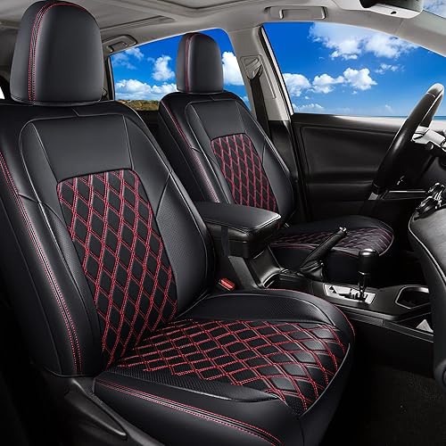 Huidasource Juego completo de fundas de asiento de automóvil RAV4 de ajuste personalizado, funda de asiento de cuero de cobertura completa,