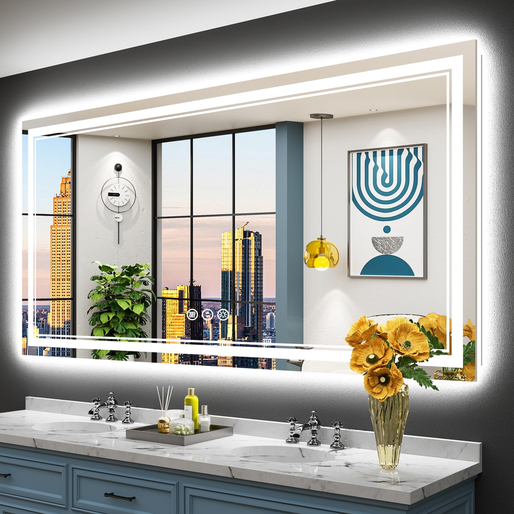 72x36 LED Bathroom Mirror, Backlit & Front Lit Lighted Mirror