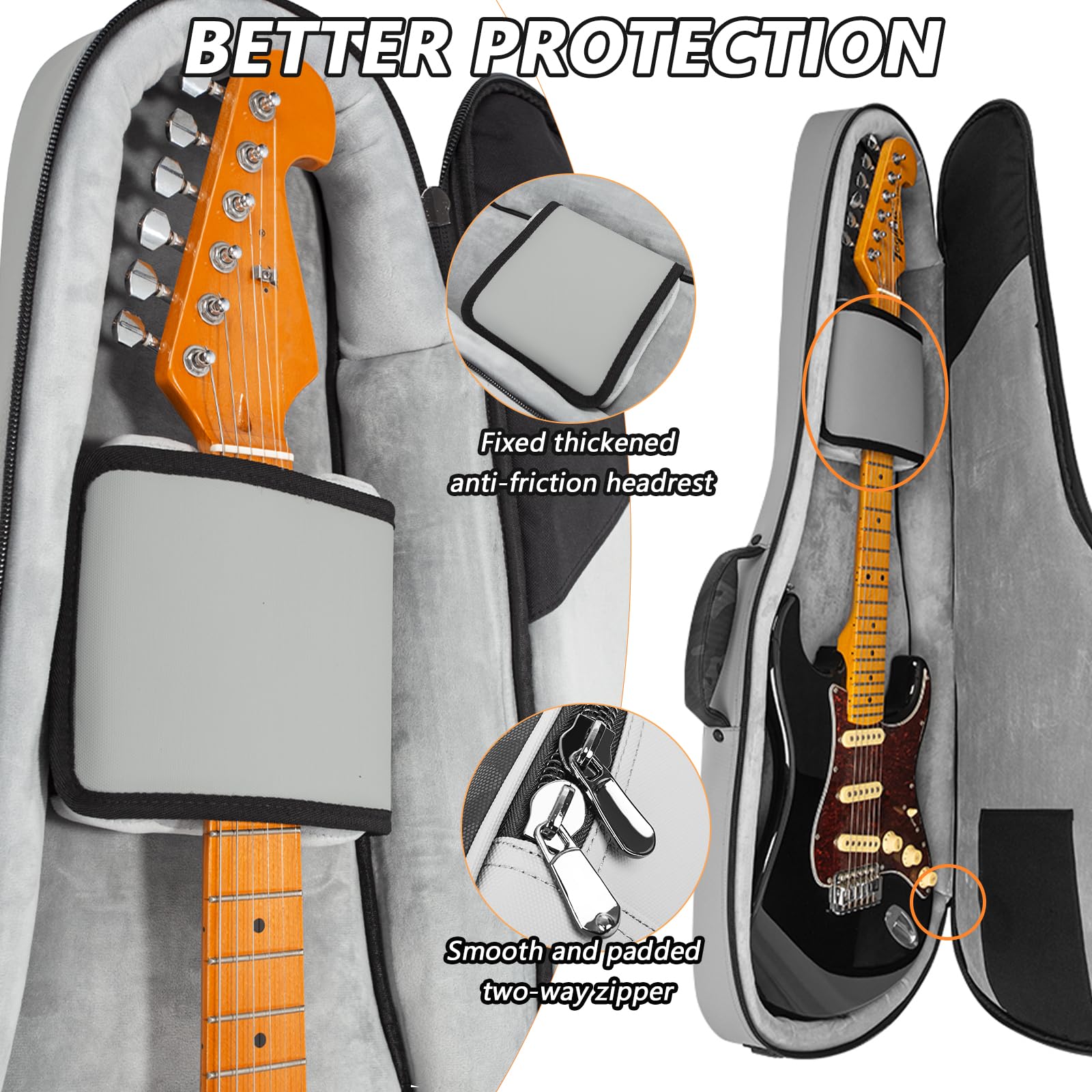 Bolsa acolchada de 20 mm para guitarra eléctrica, funda suave, acolchado grueso, compatible con equipos musicales, guitarra, músicos, guitarra eléctrica