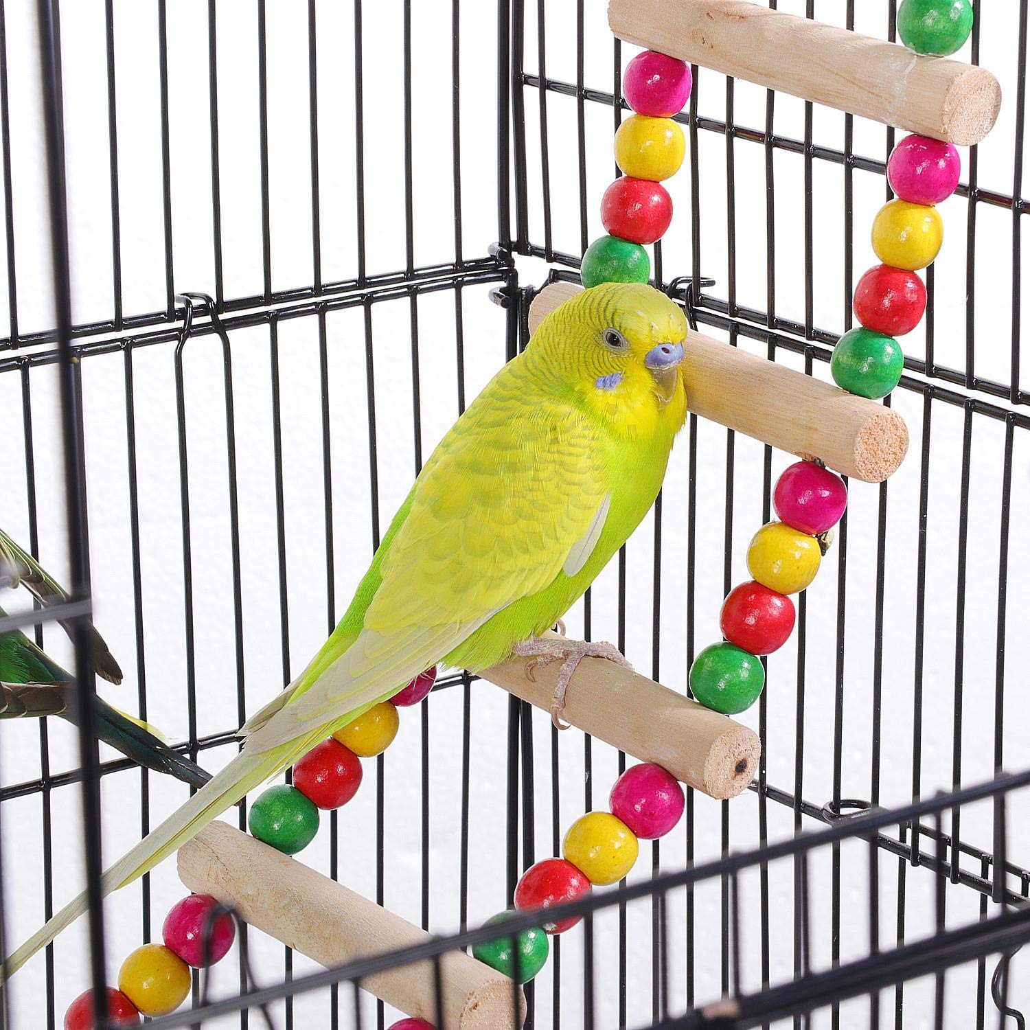 Yaheetech Vogelvoliere für Kanarien Finken, Wellensittichkäfig schwarz, Vogelkäfig 46 x 35,5 x 99 cm, Vogelhaus mit Spielzeug Klettern