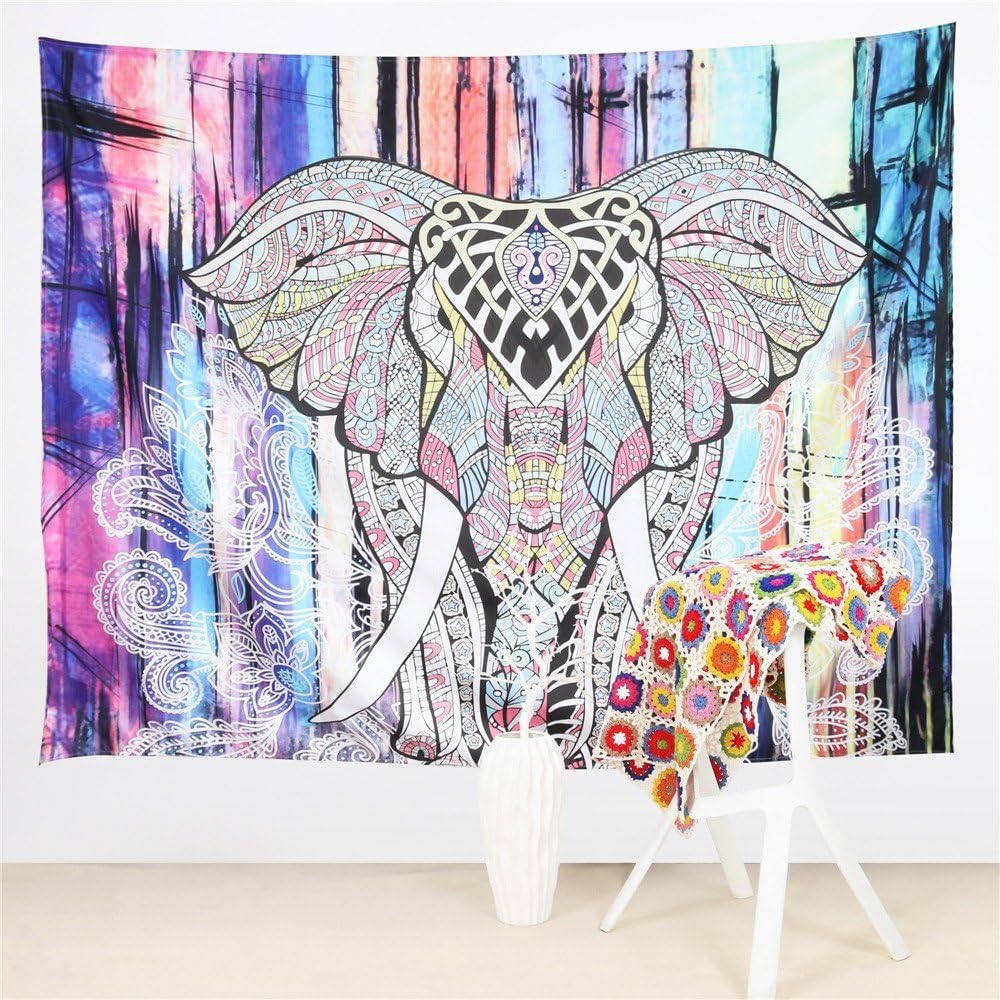 Sleepwish Hippie Tapestry Elephant Mandala Throw Wall Hanging Gypsy Bedspread for Living Room 51x59 Inches