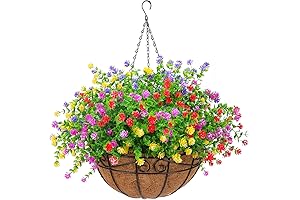 12-Piece Artificial Hanging Flowers with Coconut Basket