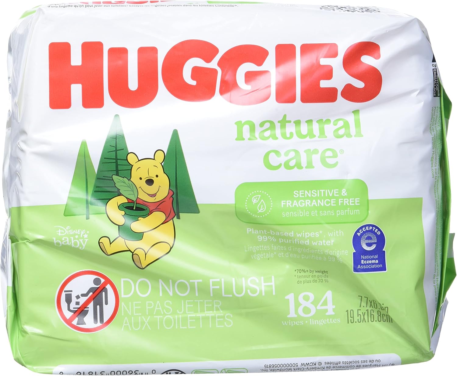 Huggies Natural Care Fragrance Free Baby Wipes, 552 Total Wipes 184 Count (Pack of 3), Packaging May Vary