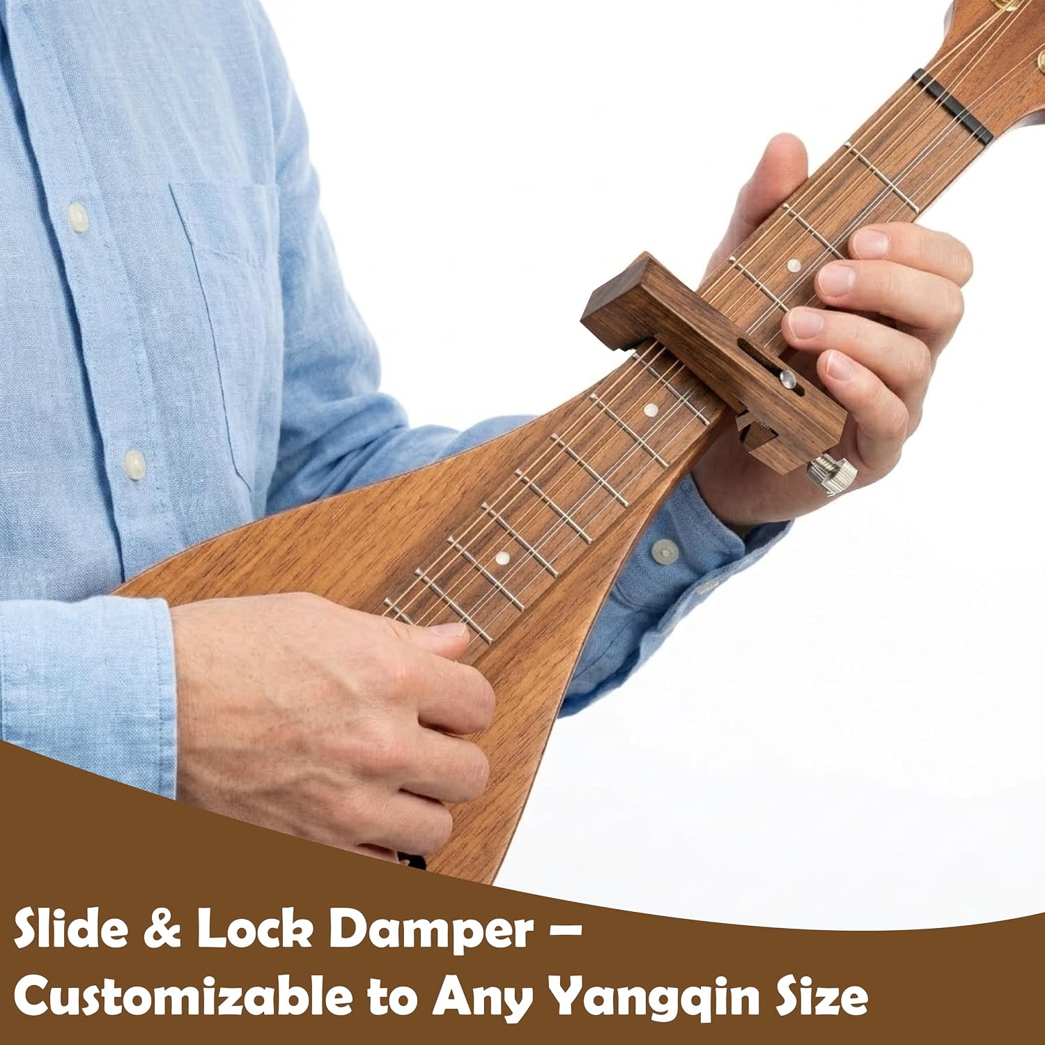 Professional Natural Wood Yangqin Capo, Premium Chinese Hammered Dulcimer Transposer, Precise Quick Key Changes, Universal Traditional String Instrument Accessory (brown)