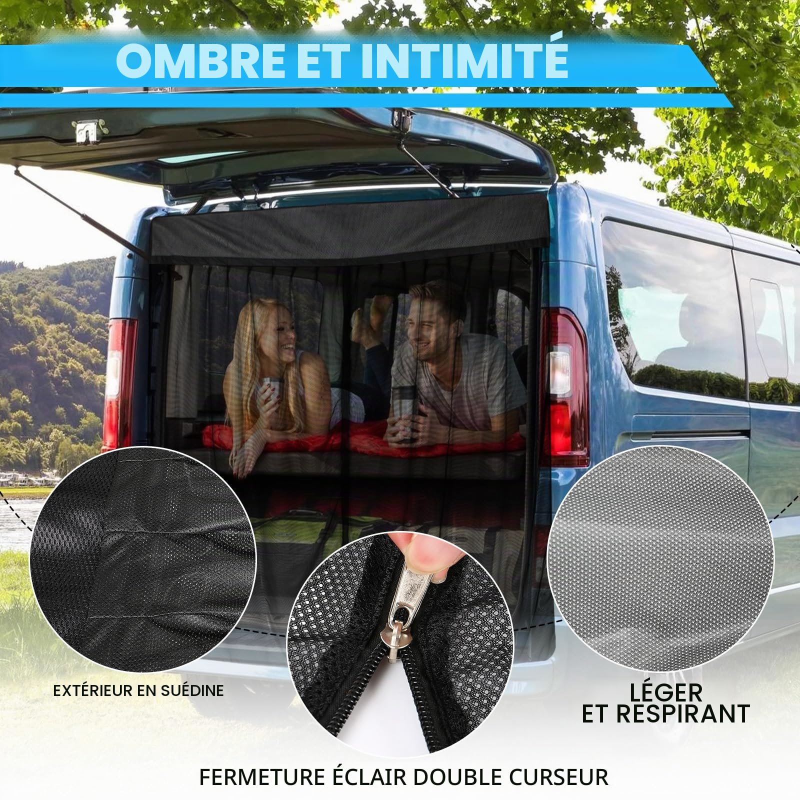 Moustiquaire Auto Remplacement pour Renault Trafic 2001-2024/Vivaro/Talento/NV300, Moustiquaire de Porte Arrière de Voiture, Moustiquaire Magnétique pour Camping
