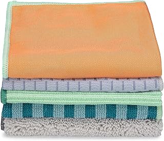 Full Circle Renew Collection Multifunctional Recycled Microfiber Cloths, Set of 5, Multicolor