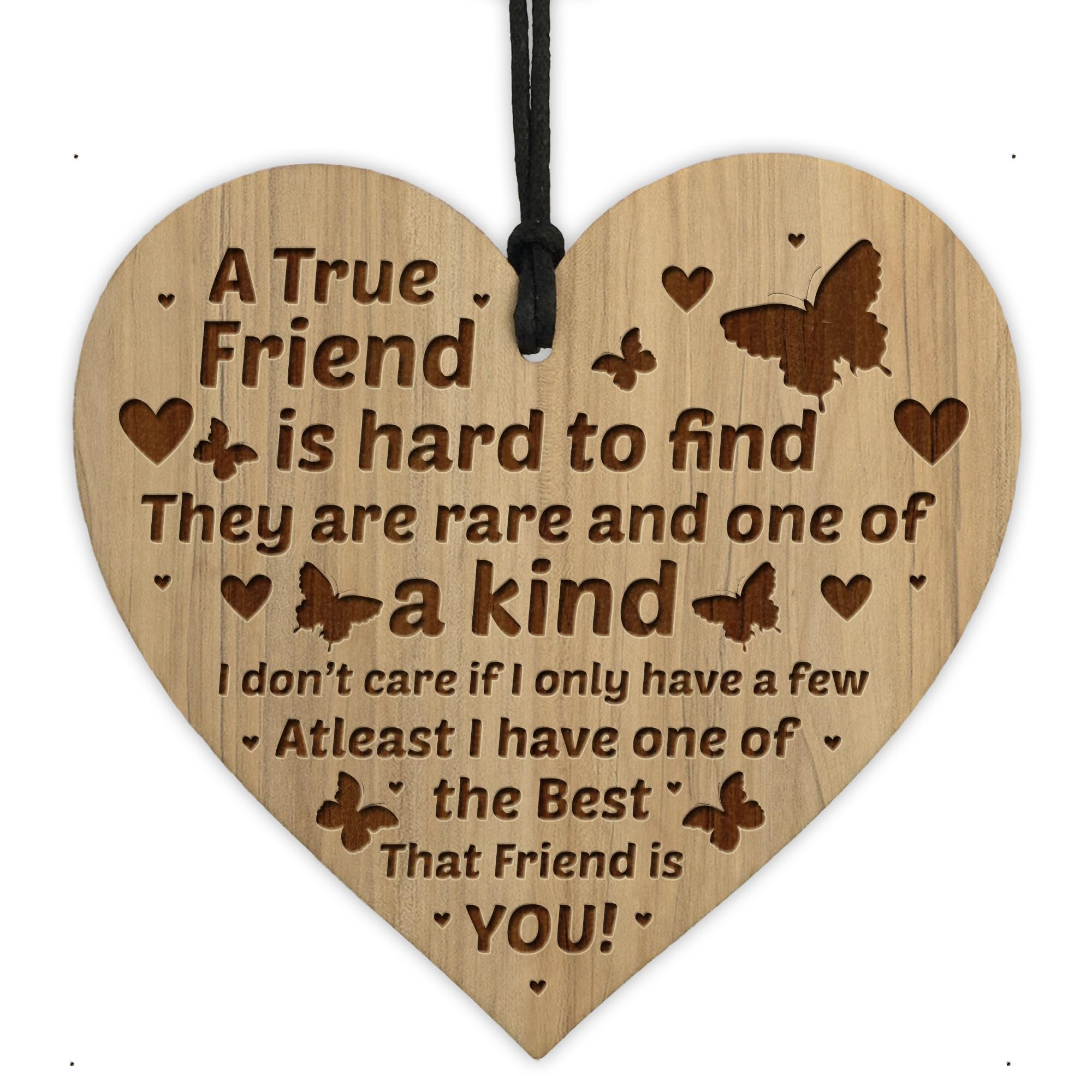 Red Ocean True Friendship Sign Best Friend Plaque Gift Shabby Chic Wood Heart Thank You