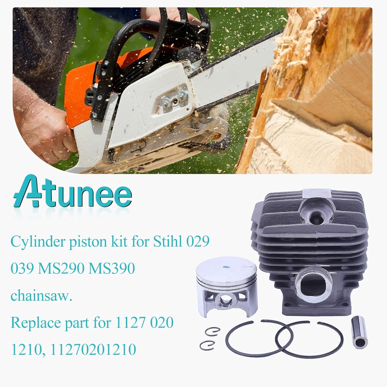 46mm Cylinder Piston Kit for Stihl 029 039 MS290 MS390 Chainsaw Parts with Piston Pin Rings Circlips Replace 1127 020 1210