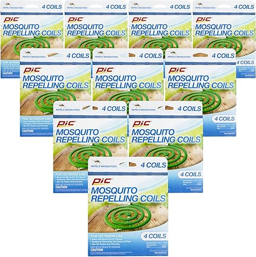 PIC Mosquito Repelling Coils, 4 Count Box, 10 Pack - Mosquito Repellent for Outdoor Spaces (40 Coils Total)