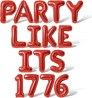 Letter Balloons - PARTY LIKE ITS 1776 16" Inch Alphabet Letters Foil Mylar Balloon 4th of July Party Banner (Red)