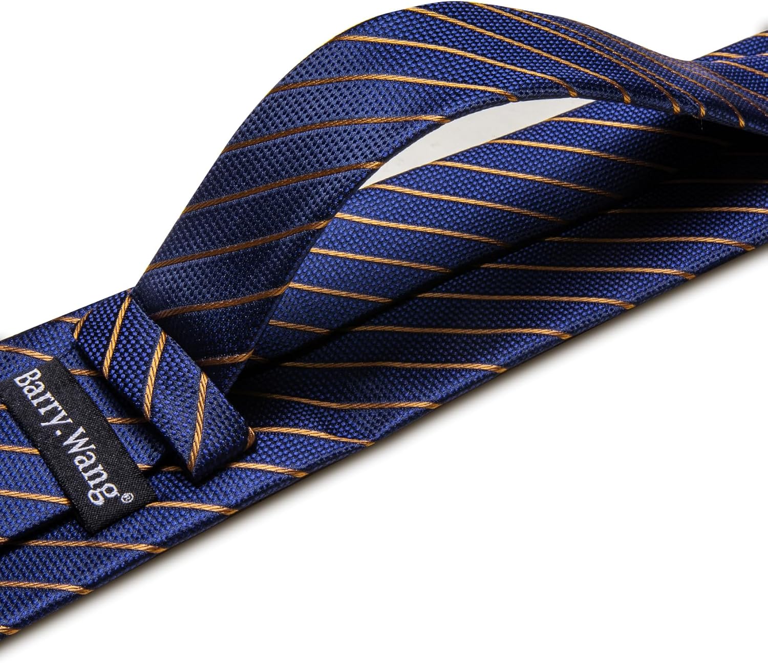 Barry.Wang Tie Sets for Men Silk Stripe Necktie Woven Checkered Handkerchief Cufflinks Formal Business Wedding - Image 3