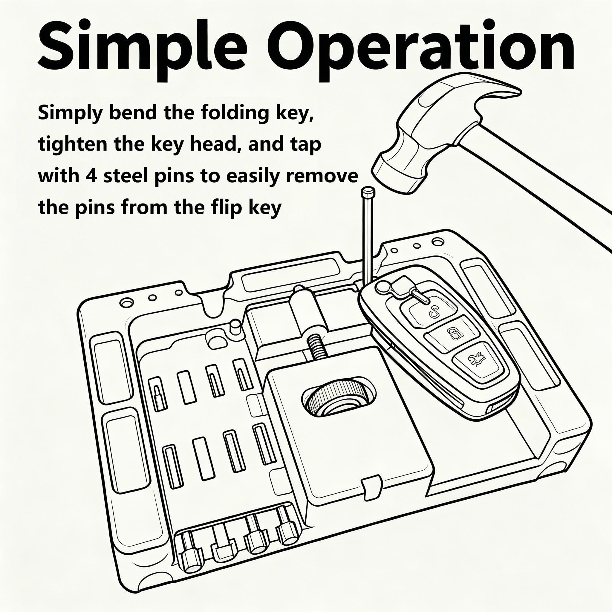 Extractor Pines, Pasador Llave Coche, Extractor Bombines, Pin Removal Tool, con 4 Pasadores, para Retirar la Llave Vieja e Inserte la Nueva