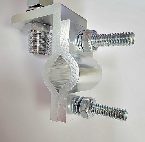 Miniatura 2 de Soporte de espejo de doble ranura de aluminio ligero, diseño delgado de 2 pernos, incluye perno SO-239 para antenas de radio CB con 3/8 pulgadas x