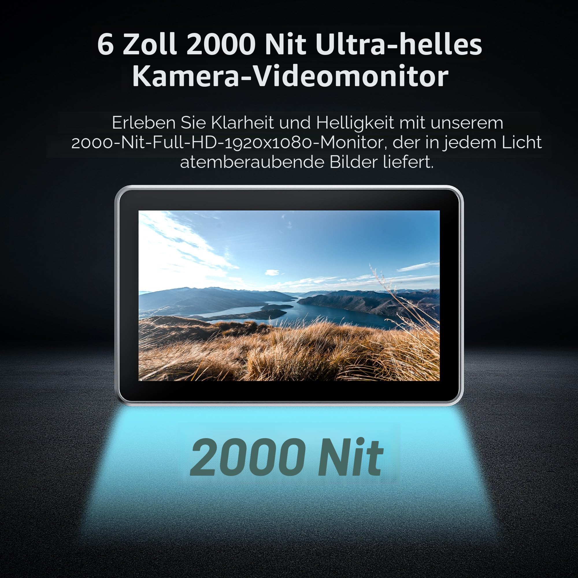 VILTROX DC-X2 Kamera Monitor 6 Zoll Touchscreen mit Rigg-Käfig, 4K HDMI EIN-/Ausgang, 3D-LUT, Wellenform, Sonnenblende, Externer Video Monitor für DSLR & Kamera