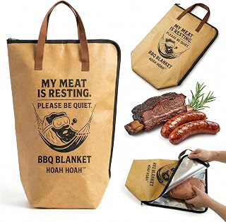 BBQ Blanket for Resting Meat, Large Meat Resting Bag, Cool BBQ Gift for Men | 21” Reusable Insulated Smoker Blanket for Large Brisket, Pork Shoulder, Outdoor Co