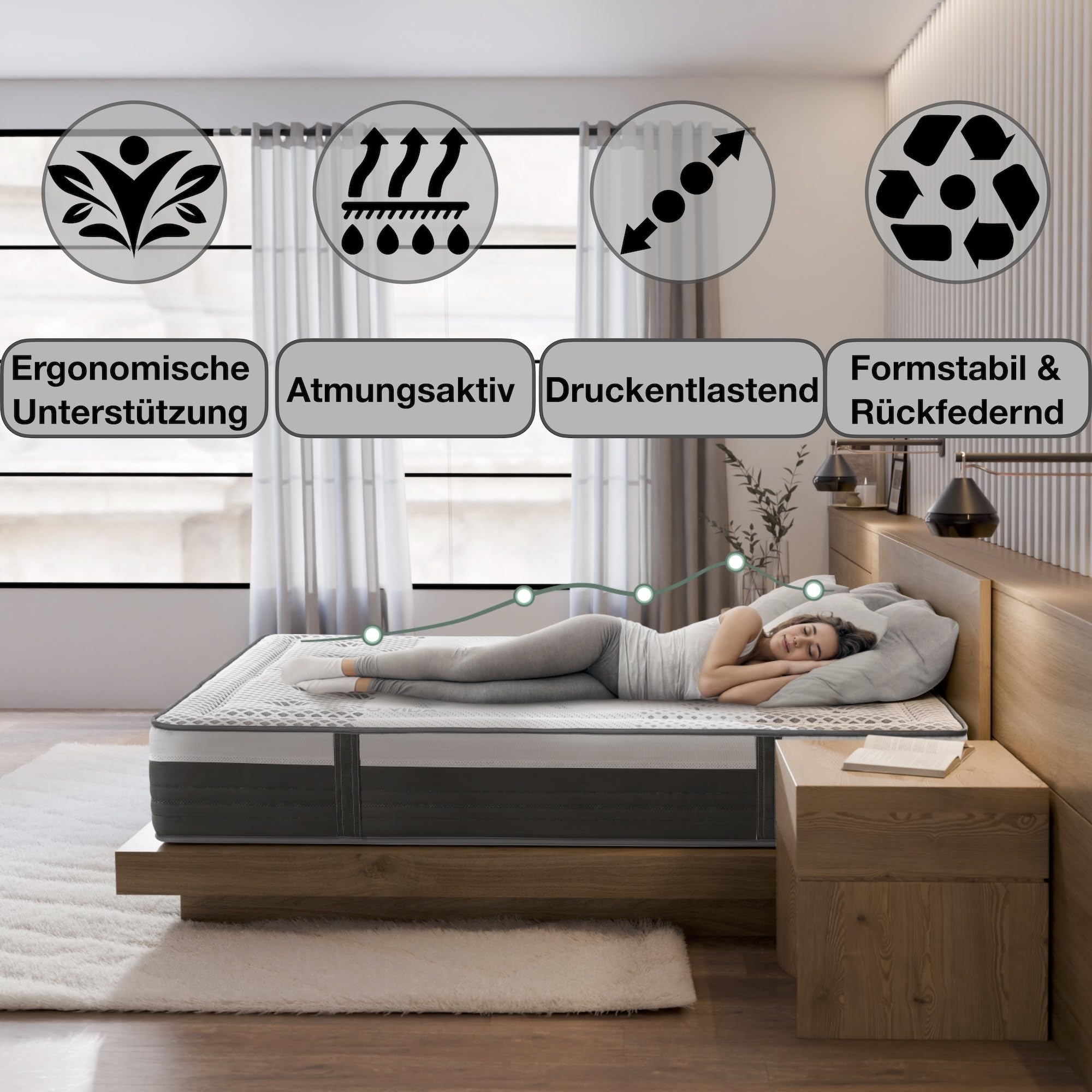 T-ORMU Matratze 180x200 H4 – Orthopädische Kaltschaummatratze mit Viscoschaum, 28 cm Höhe, 5-Zonen Komfortsystem, Atmungsaktiv, Druckentlastend, Ergonomisch, Bei Rückenschmerzen