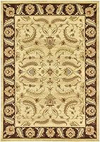 Vista 35 de Unique Loom - Colección Voyage - Alfombra redonda tradicional oriental, marrón, Polipropileno, Marrón/Azul Claro