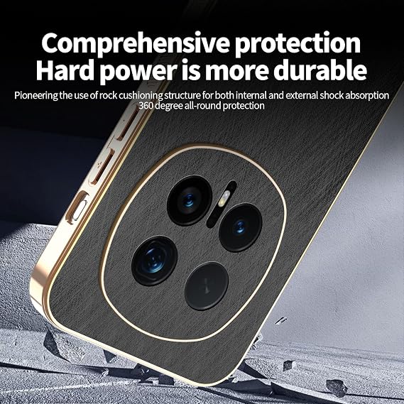 ILING Case for HONOR Magic 8 Pro 5G (Magic8 Pro), Unique Brushed Metal Design, Leather Skin Phone Case, Ultra-thin Soft Silicone TPU Bumper Shockproof Cover (Black)