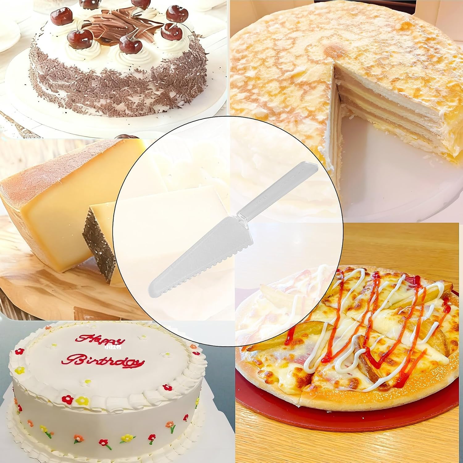 20 PCS Clear Plastic Disposable Cake Cutter 9.1Inch Pizza Spatula Bulk Pie Server Pie Cutter Cake Cutter