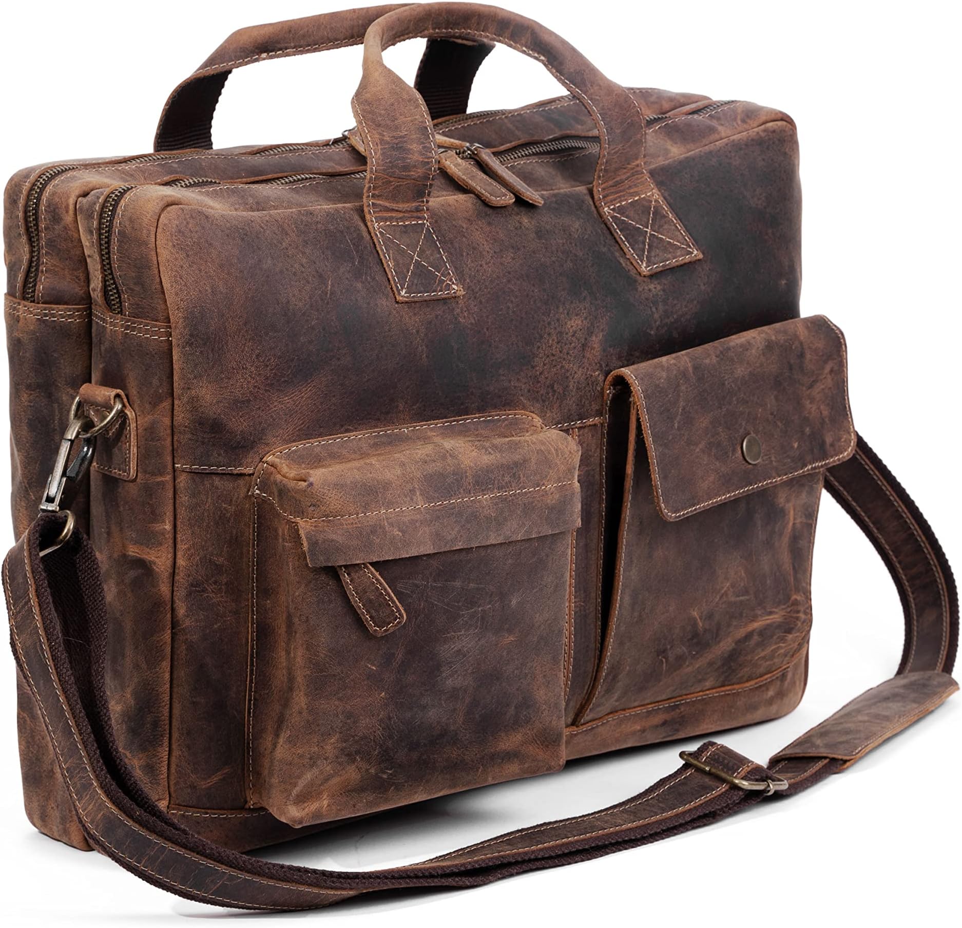 Leather briefcase 18 Inch Laptop Messenger Bags for Men and Women Best Office...