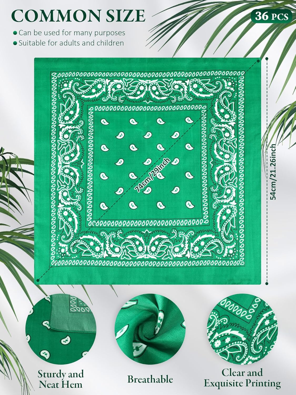 Unittype 36 Pieces Paisley Bandana Novelty Headband Square Scarf Cowboy Bandanas for Western Party Costume