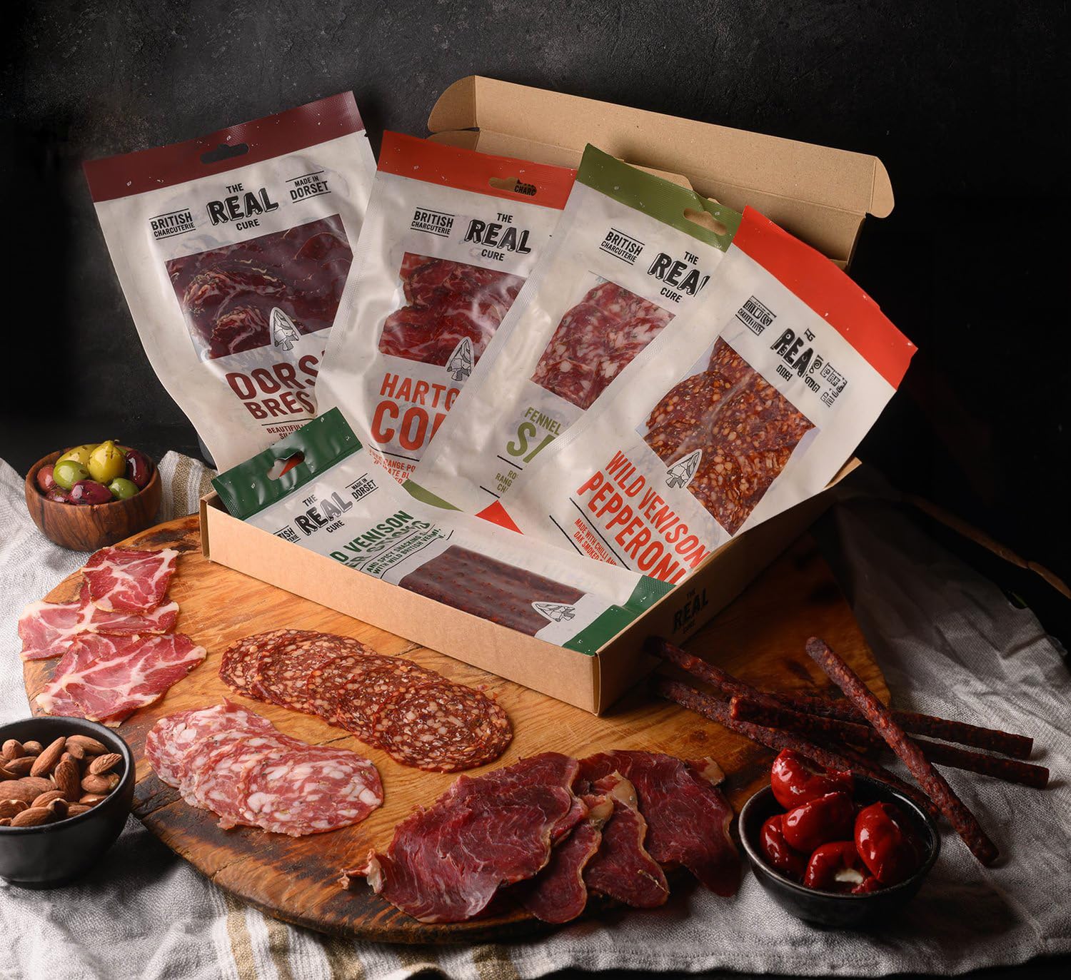 The Real Cure - Dinner Party Charcuterie Box - The Perfect Meat Selection to Share with Friends and Family - Pre-Sliced, No-Cook Nibbles