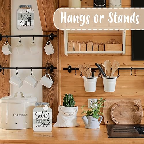 Miniatura 5 de Decoración de pared de cocina Old Shack  Juego de 4 tarros Mason  Encantadora decoración de cocina de granja  Decoración rústica versátil para el