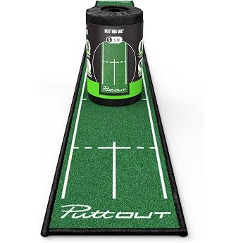 PuttOUT Putter Mat, Putter Practice Mat, Realistic Green Reproductions, Golf Practice Mat, Putter Practice Equipment, 9.6 ft 