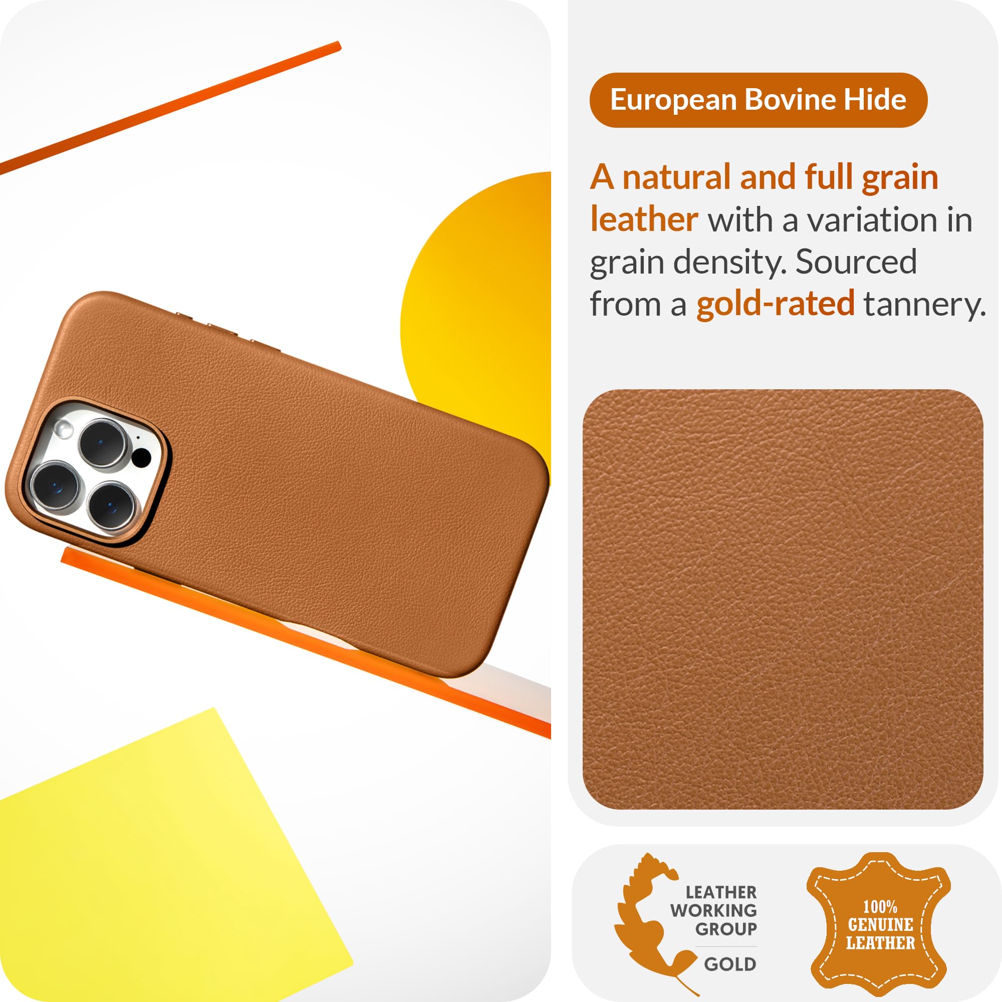 LONLI Classic, for iPhone 16 Pro, European Genuine Vele Leather Phone Case, Smoothen and Soften Over Time - Image 3