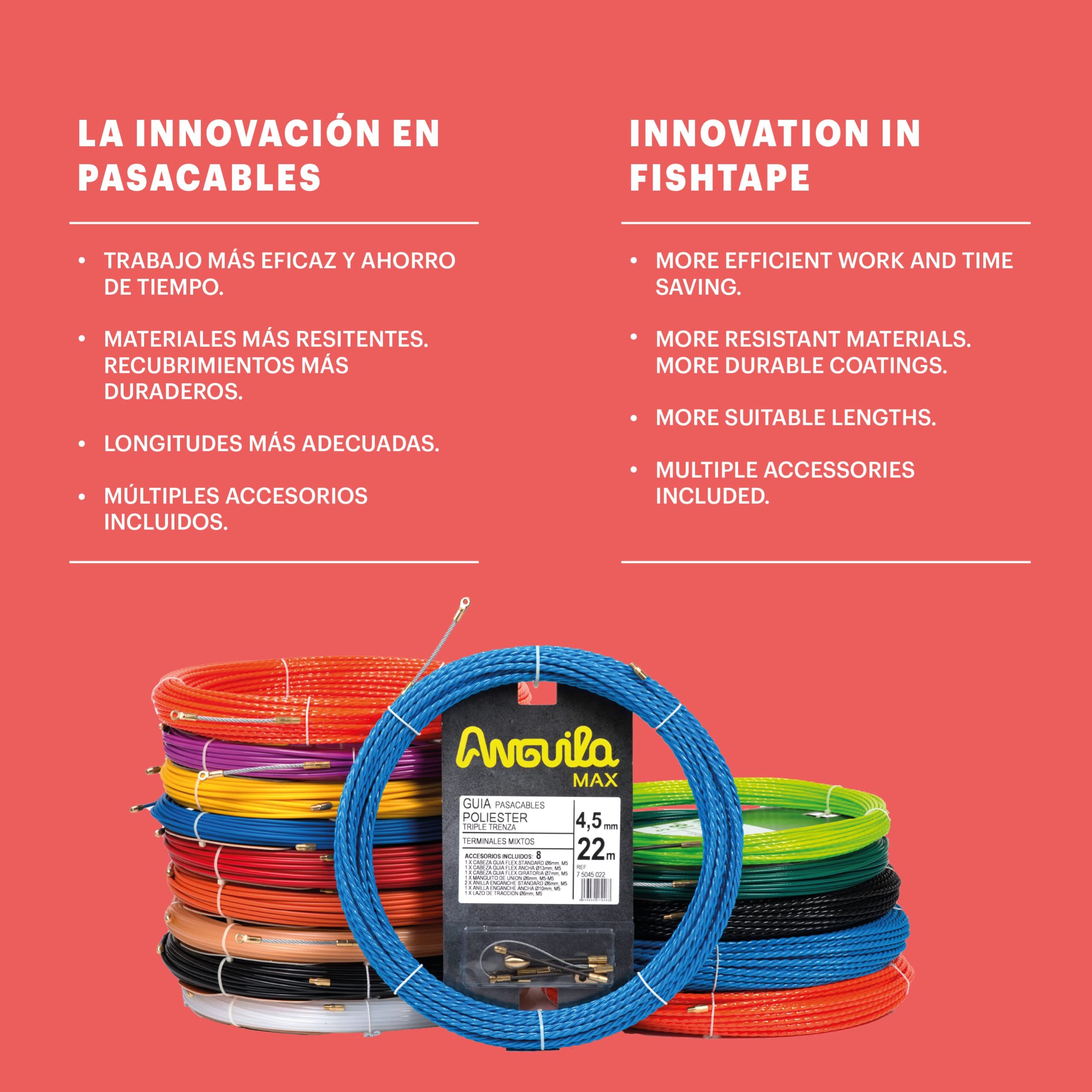 Anguila | Guía Pasacables | Terminales Intercambiables | Monofilamento | Nylon | Color Negro | Diámetro 3mm | 10 Metros