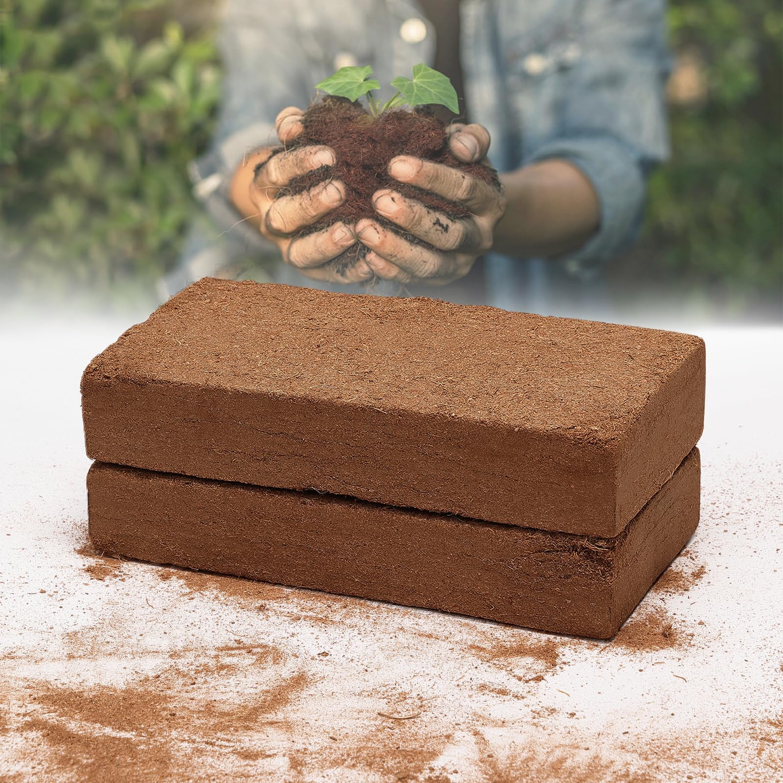 Coco Coir Bricks, 100% Organic Potting Soil Indoor Plants, Garden Seed Starter Soil Dirt for Vegetables Outdoor, 1.6lbs