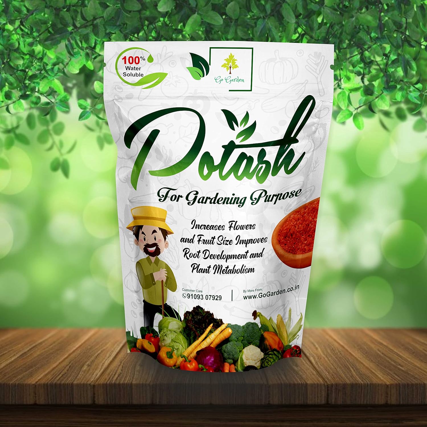 Go Garden Water Soluble Organic Potash NPK Plant Fertilizer All Purpose for Plant Health, Flower Fruit Plant Growth - 900 Granuals