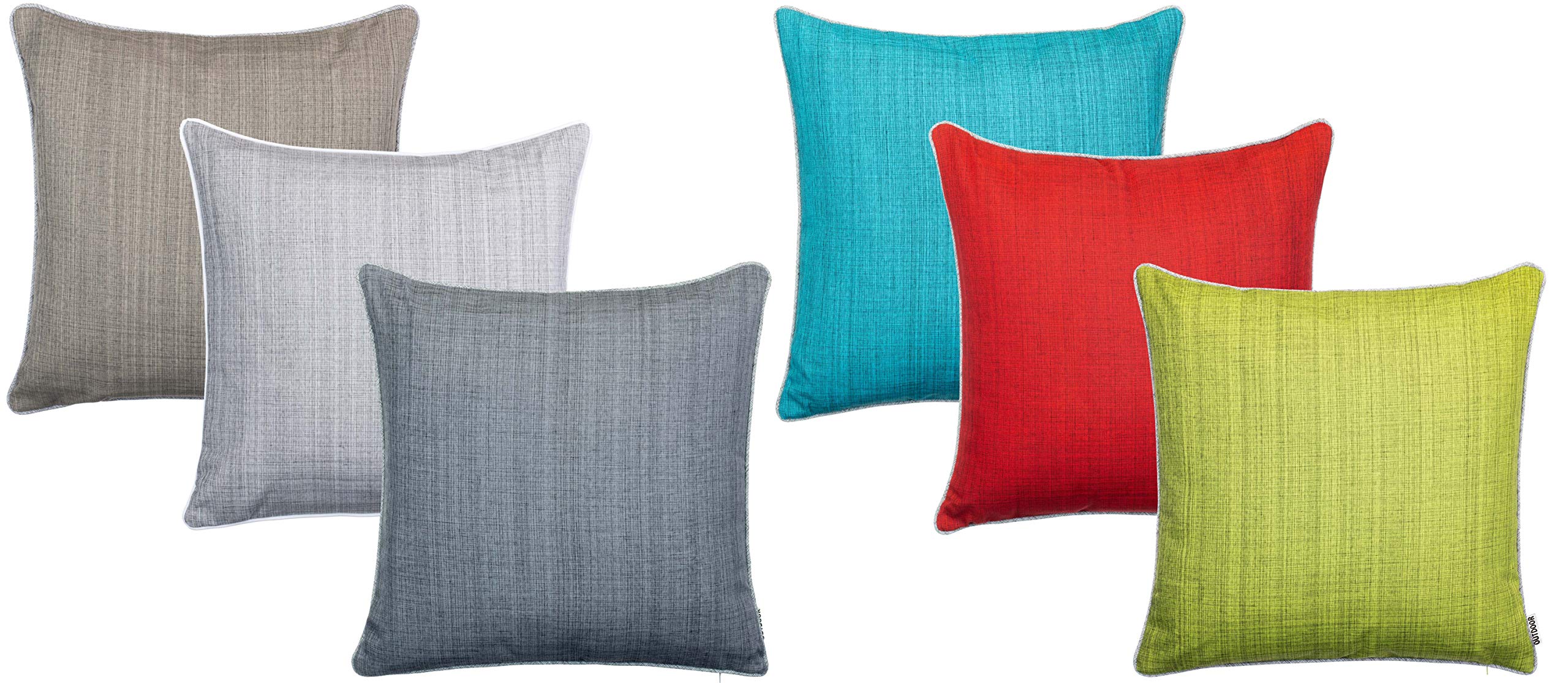 Brandsseller Lot de 4 Coussins d’extérieur 45x45x cm – Coussins décoratifs imperméables avec Passepoil en aspect Lin – Résistants aux intempéries pour Jardin, Balcon, Terrasse et Canapé - Rouge