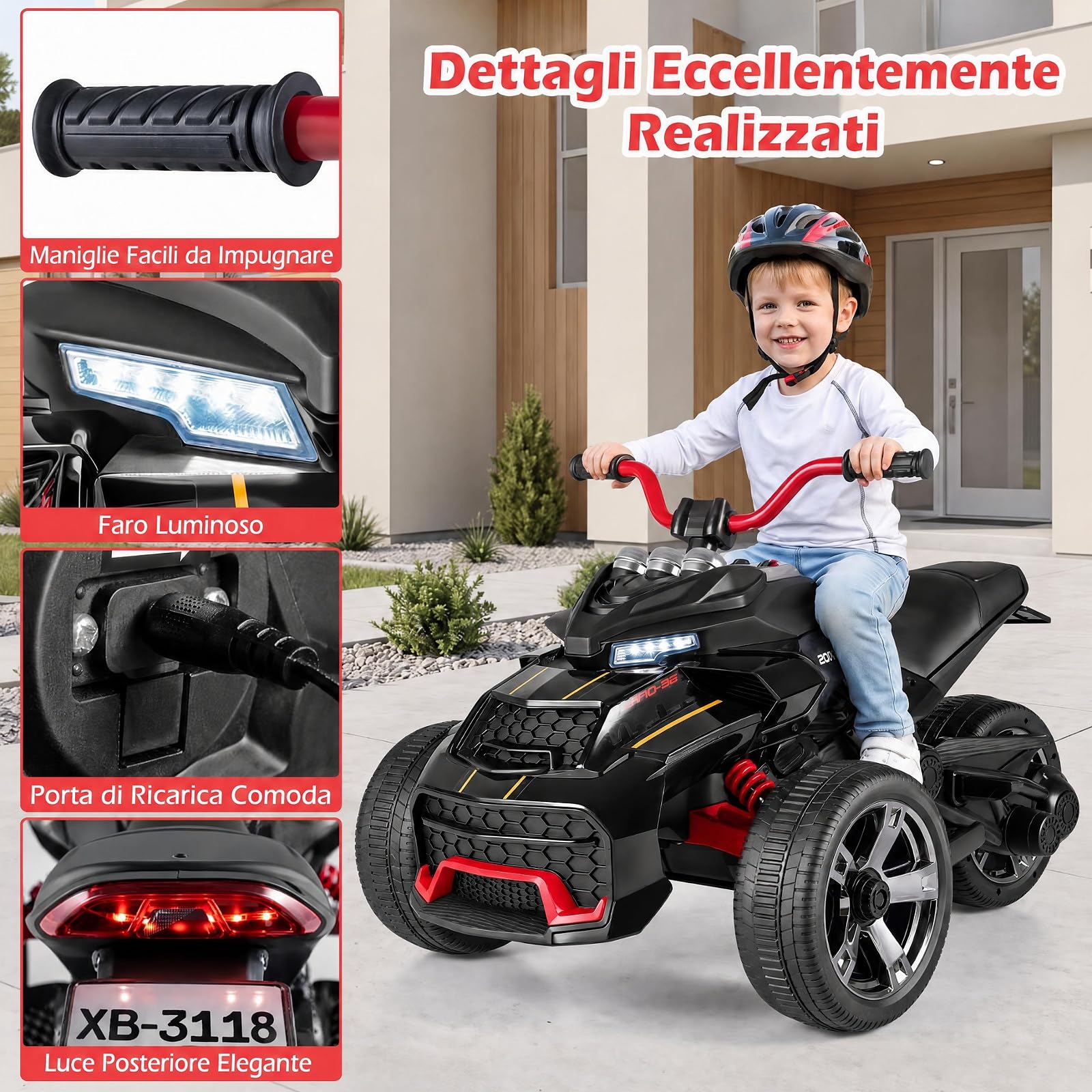 COSTWAY 12V ATV Macchina Elettrica per Bambini 3-7 Anni