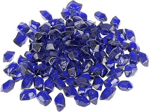 Stanbroil Vidrio de fuego de 10 libras, vidrio de fuego poligonal de 12 pulgada para chimenea y paisajismo, azul cobalto