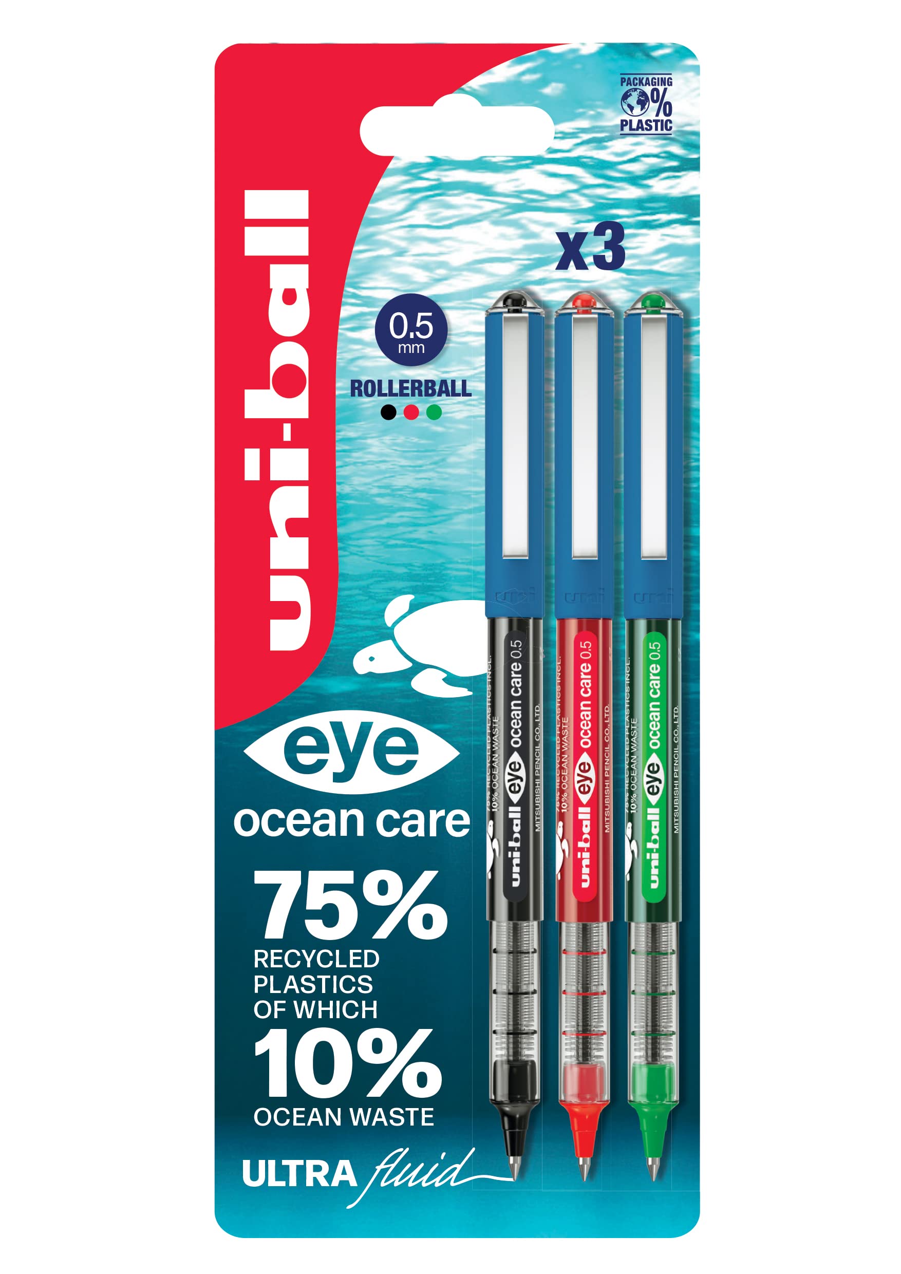uni-ball Eye Ocean Care UB-150ROP Rollerball Pens. Micro 0.5mm Ballpoint Tip for Smooth Writing Drawing