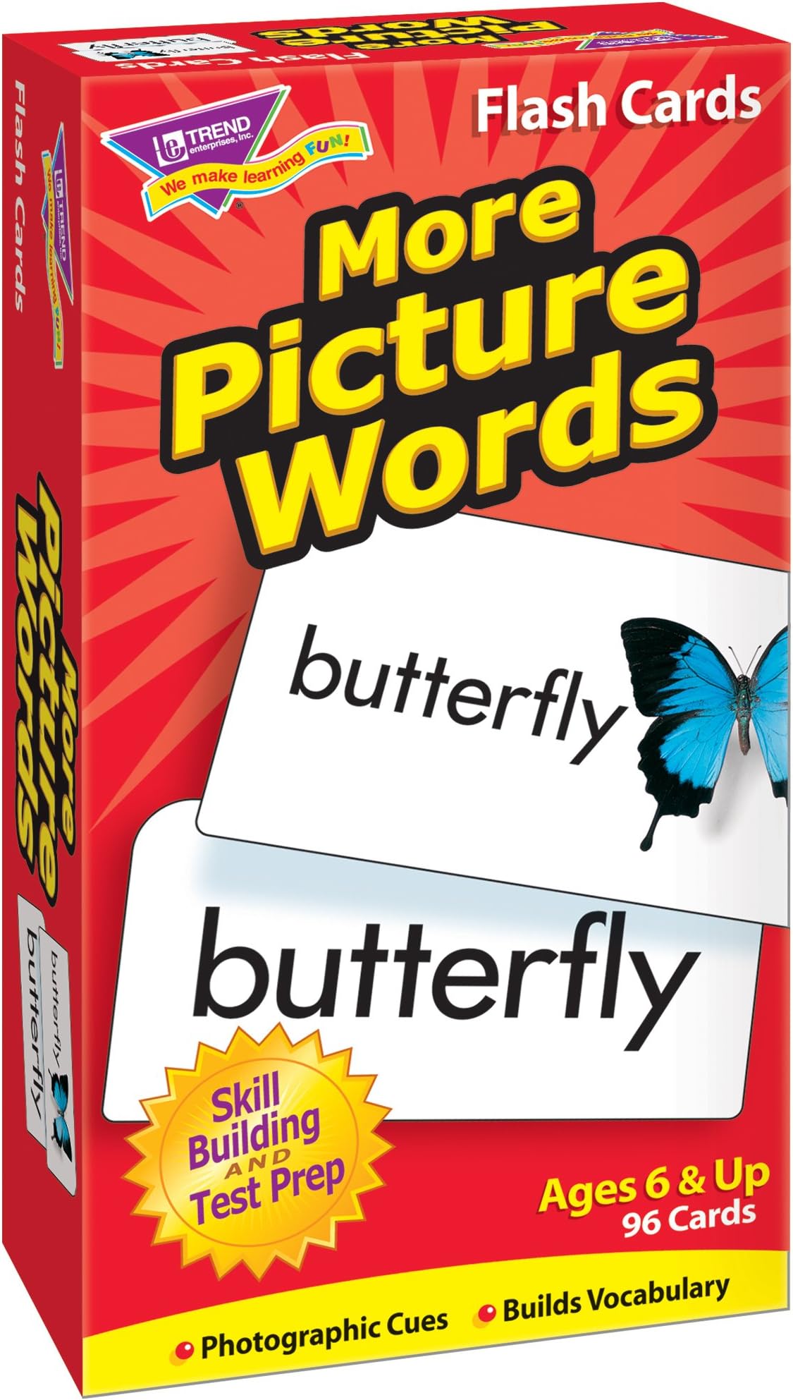 Trend Enterprises: More Picture Words Skill Drill Flash Cards, Great for Skill Building and Test Prep, Photo Cues, Builds Vocabulary, 96 Cards Included, for Ages 6 and Up