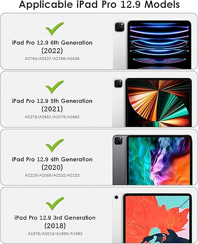 Miniatura 2 de VIKESI para iPad Pro 12.9 Funda 6543 Generación 2022202120202018, Funda Trasera Transparente Soporte para Lápiz Incorporado, Auto SleepWake,