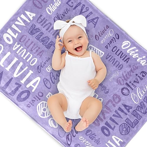Miniatura 3 de Regalos personalizados para bebés y niños con nombre personalizado, mantas de bebé personalizadas para regalos de recién nacidos, manta de bebé