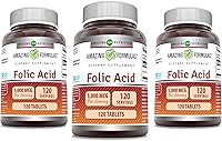 Vista 9 de Amazing Formulas - 5000 Mcg de ácido fólico por porción, suplemento de tabletas, sin OMG, sin gluten, fabricado en Estados Unidos