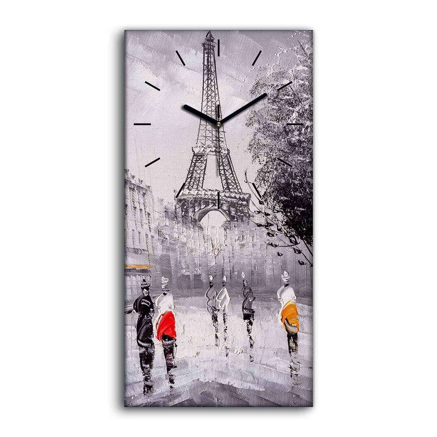 Horloge sur Toile Silencieuse sans Tic-Tac Tableau Paris 30x60