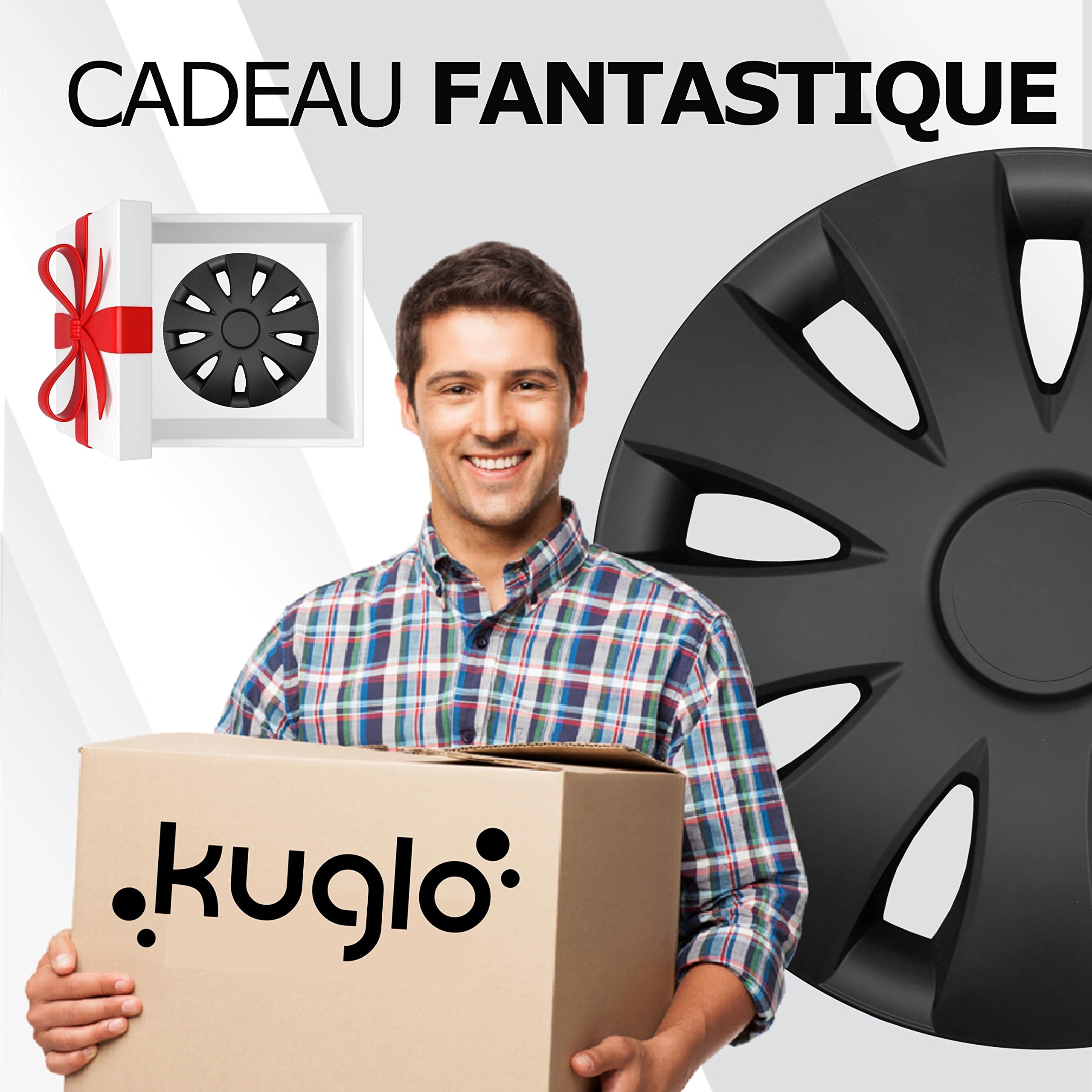 Kuglo Aura 4 enjoliveurs 16 Pouces Noir Mat pour Jantes Acier