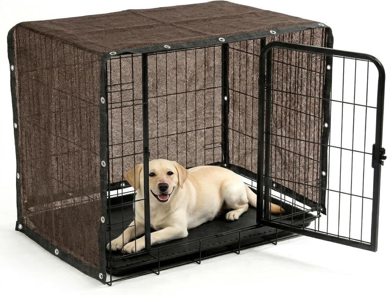 ShadeMart 90% UV Block Sun Shade Cloth for Dog Kennel Cover, 9' x 21' Brown Pet Playpen Sunshade with Grommets, Durable Mesh Tarp for Crate, Patio, Stable,Chicken Coop & Outdoor Privacy Screen.