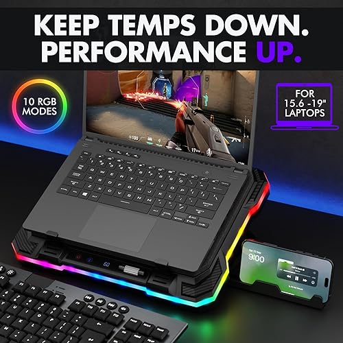 Miniatura 2 de Tilted Nation Almohadilla de refrigeración para laptop para juegos con concentrador USB, aumenta el rendimiento, mantente cómodo - Soporte enfriador